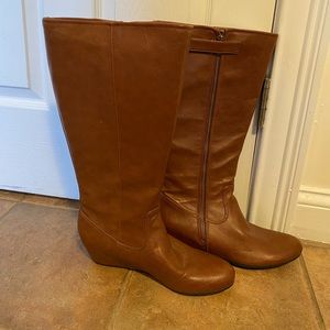 Brown Wide Calf riding boot-wedge